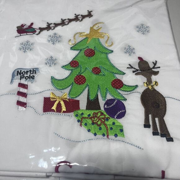 New Personalized Pillowcase “Hunter” Kids White Christmas Embroidered Santa - Picture 3 of 6